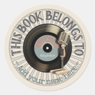 Sticker Rond Plaque vintage Microphone Vinyl 45