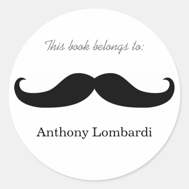 Sticker Rond Plaques de livre de Moustache (Devant)