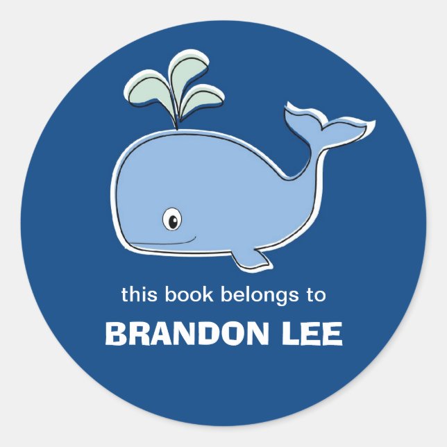 Sticker Rond Plaques de livres pour baleines, BB (Devant)