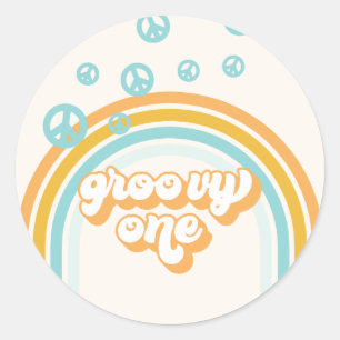 Sticker Rond Plaques en papier super One Retro Boy 1er Annivers