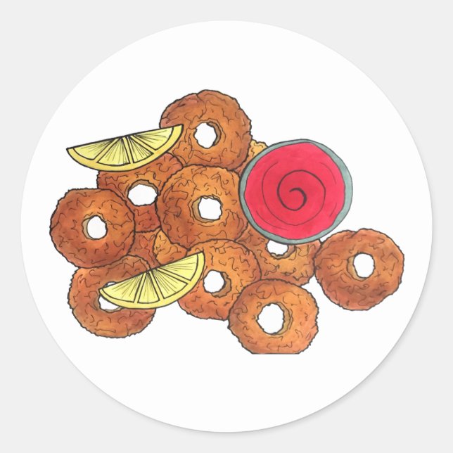 Sticker Rond Plat de Calamari frits Alimentation Italienne Entr (Devant)