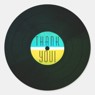Sticker Rond Plate de disque musical vinyle style vintage