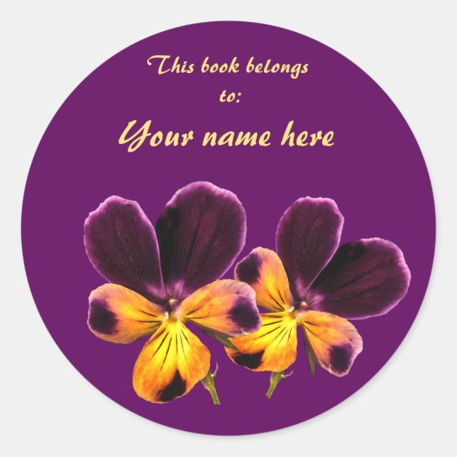Sticker Rond Plate-forme fleurie jaune violet (Devant)