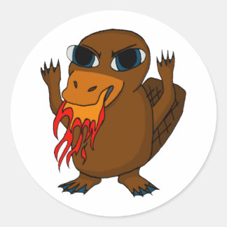 Sticker Rond Platype de respiration par feu