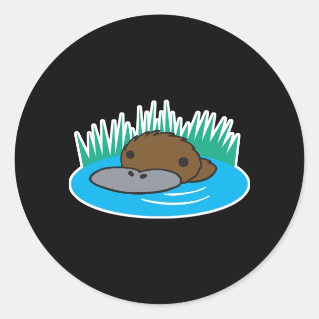 Sticker Rond platypus de regard mignon (Devant)