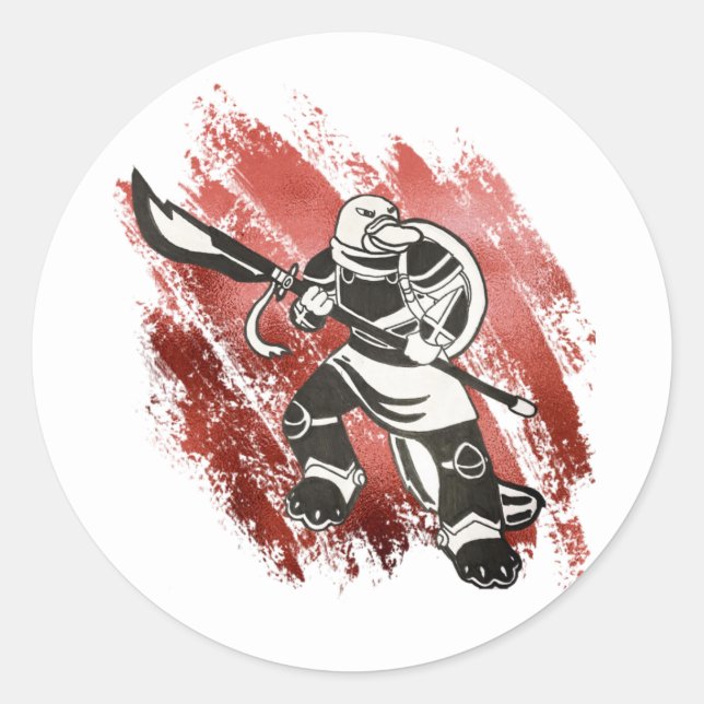 Sticker Rond Platypus Warrior (Devant)