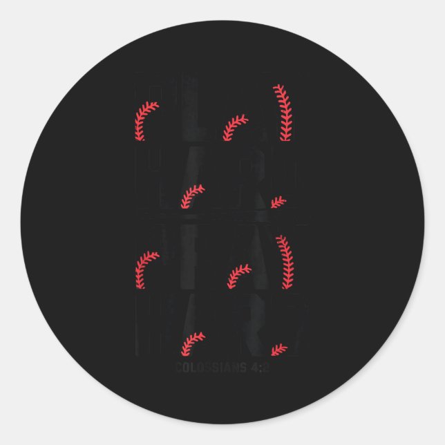 Sticker Rond Play Hard Pray Hard Youth Boy Christian Baseball J (Devant)