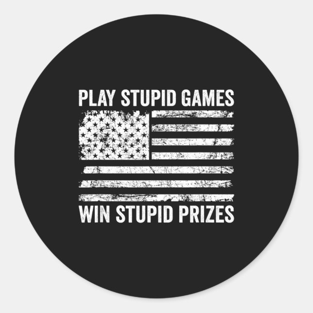 Sticker Rond Play Stud Games Win Stud Prizes - Sarcastic Usa Fl (Devant)