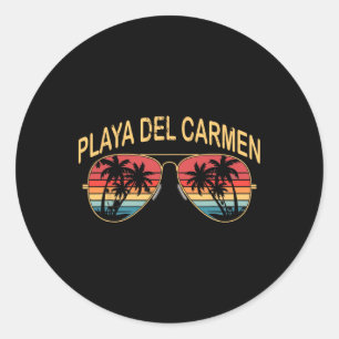 Sticker Rond Playa Del Carmen Mexique Hommes Femmes Souvenir Su