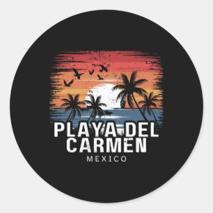 Sticker Rond Playa Del Carmen Mexique Surfant Surfeur