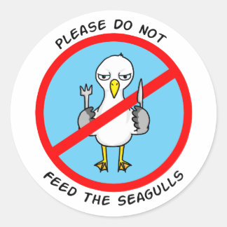 Sticker Rond Please do not feed the seagulls