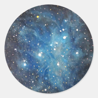 Sticker Rond Pléiades Space Art Constellation Peinture Imprimer