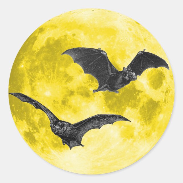 Sticker Rond Pleine lune avec chauves-souris [Sceau d'enveloppe (Devant)