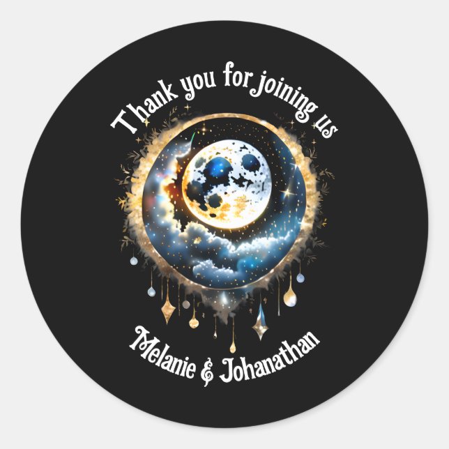 Sticker Rond Pleine lune étoile ciel céleste chic (Devant)