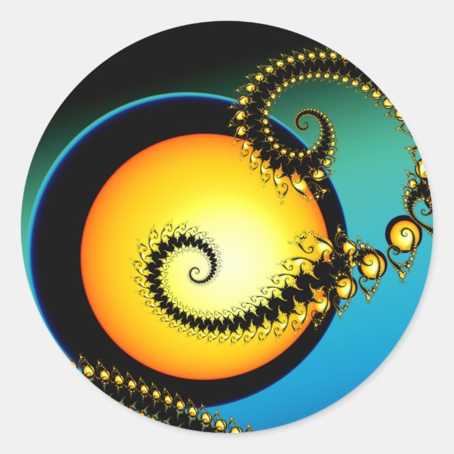 Sticker Rond Pleine lune Fractal Art Spiral (Devant)