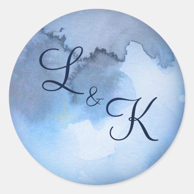Sticker Rond Pleine lune lunaire Céleste Monogramme Mariage (Devant)