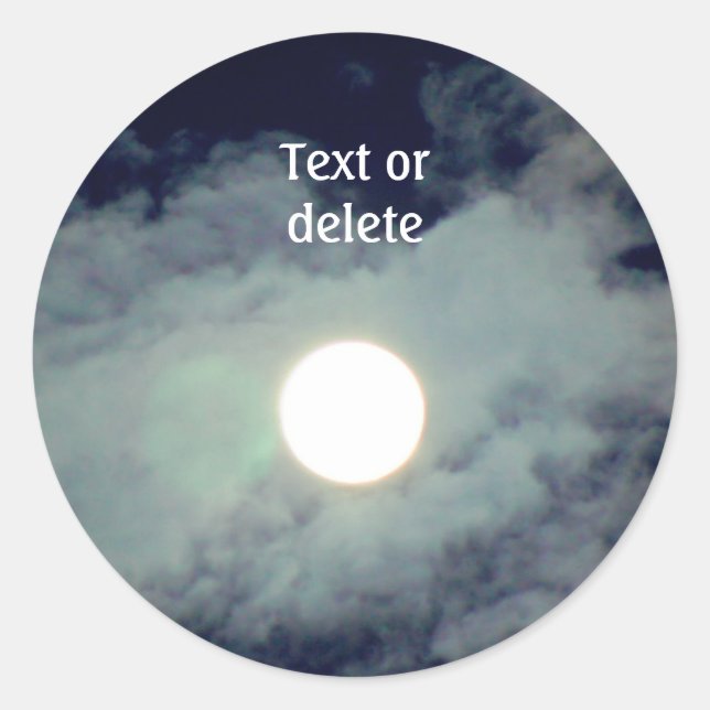 Sticker Rond Pleine lune Nuages Nature Personnalisée (Devant)