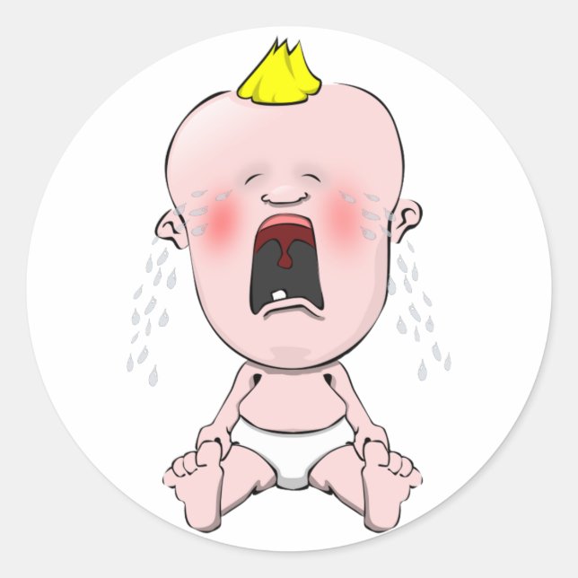 Sticker Rond Pleurer bébé (Devant)