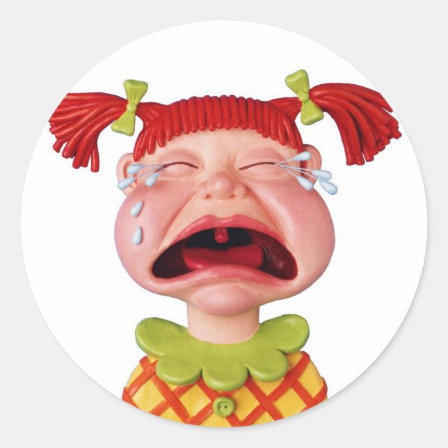 Sticker Rond Pleurer la fille W (Devant)