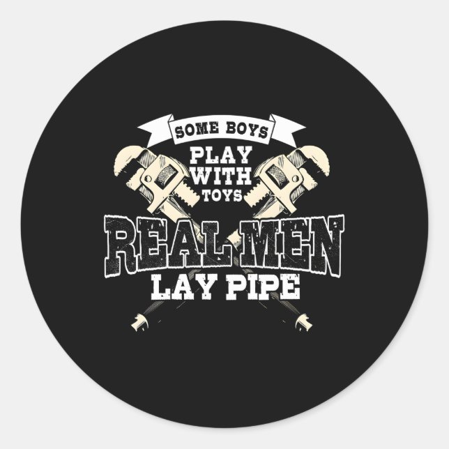 Sticker Rond Plomberie de tuyauterie Plomber Véritable Pipe Lay (Devant)
