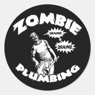 Sticker Rond Plomberie Zombie