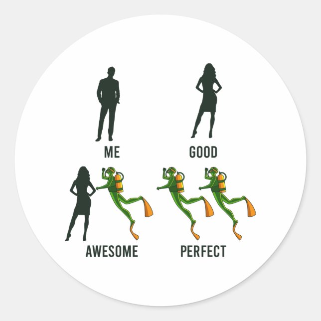 Sticker Rond Plongée amusant Plongée Plongeur Vêtements instruc (Devant)