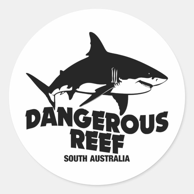 Sticker Rond Plongée sous-marine Grands requins blancs - Reef d (Devant)