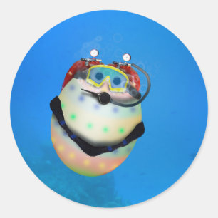 Sticker Rond Plongée sous-marine Oeuf de Pâques