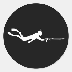 Sticker Rond Plongeur de pêche à la vitesse