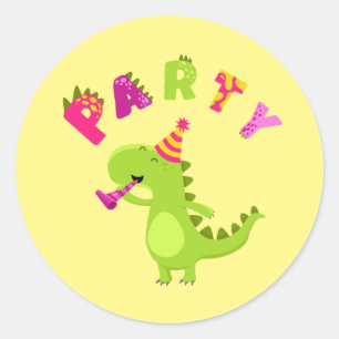 Sticker Rond Plongez dans le plaisir avec une fête Dino-Mite !