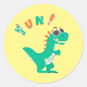 Sticker Rond Plongez dans le plaisir avec une fête Dino-Mite !