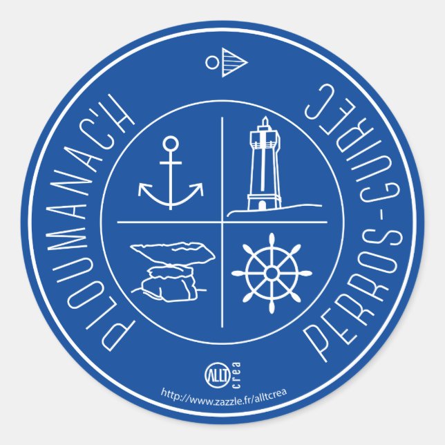 Sticker Rond Ploumanach  Perros-Guirec (Devant)