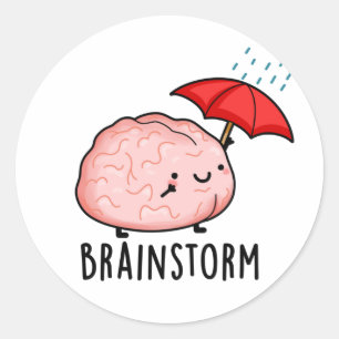 Sticker Rond Pluie cérébrale amusante Anatomie Pun