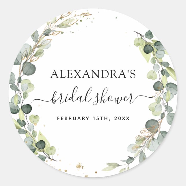 Sticker Rond Pluie de Mariée Eucalyptus Verdure Succulent (Devant)