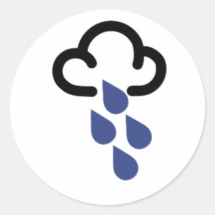 Sticker Rond Pluie lourde : symbole de prévision météo rétro