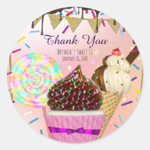 Sticker Rond Pluie Sprinkles Candy Land Sweets Party Favoriser