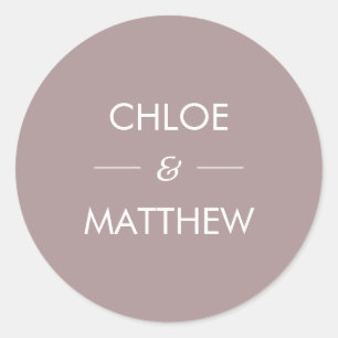 Sticker Rond Plum Dusty Chic Minimal   Personnalisé Mariage