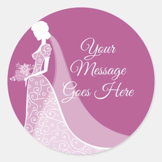 Sticker Rond Plum et blanc Elegant Lace Gown Fête des mariées (Devant)
