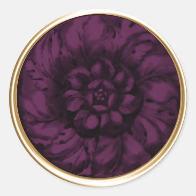 Sticker Rond Plum Vintage Baroque Embossé Look Seal (Devant)