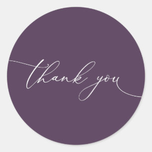 Sticker Rond Plum violet moderne minimaliste Merci Mariage