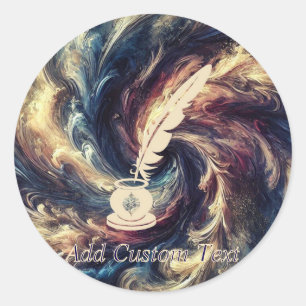 Sticker Rond Plume Moderne Art Abstrait