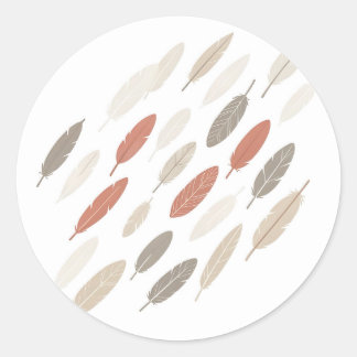 Sticker Rond Plumes Boho Rouille Taupe Motif Diagonal