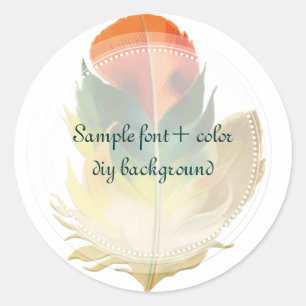 Sticker Rond Plumes PixDezines/Vert/Orange