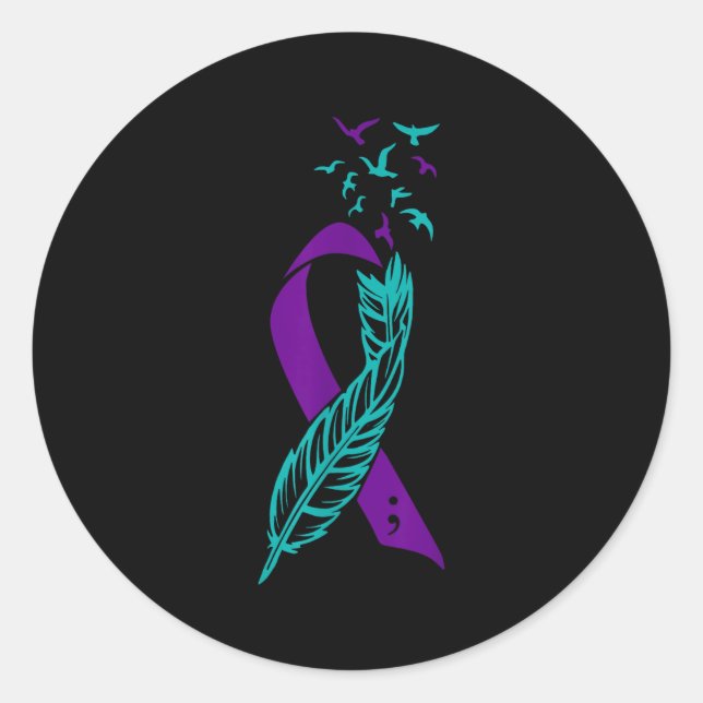 Sticker Rond Plumes Prévention Suicide Sensibilisation Vous Pur (Devant)