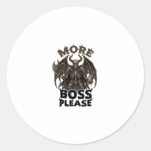 Sticker Rond Plus de Boss S'il Vous Plaît Halloween Démon Squel