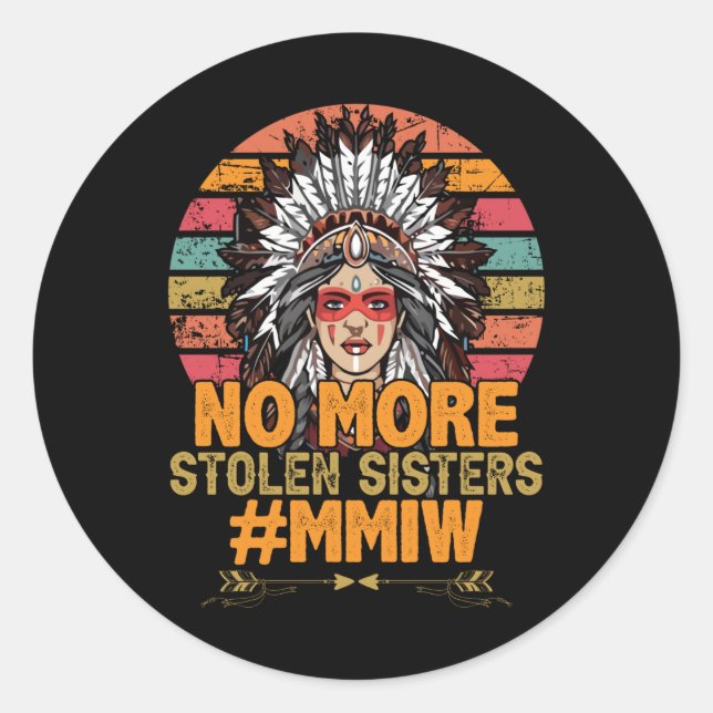 Sticker Rond Plus de soeurs volées MMIW (Devant)