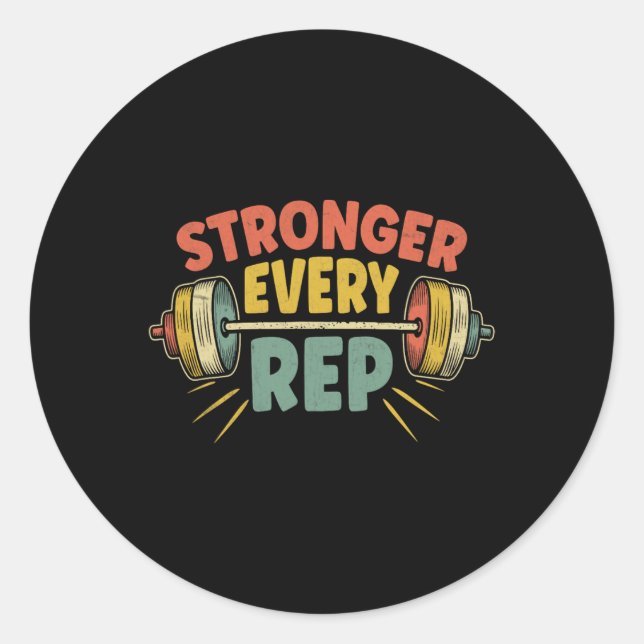 Sticker Rond Plus fort Chaque Rep Poids Poids Bodybuilding Body (Devant)