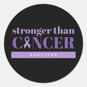 Sticker Rond Plus fort que le cancer Survivant Violet