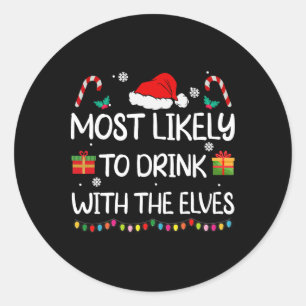 Sticker Rond Plus susceptible de boire avec les elfes Famille d