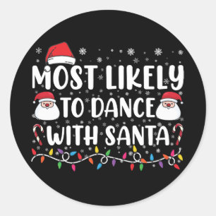 Sticker Rond Plus susceptible de danser avec le Père Noël Famil